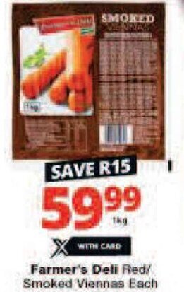 Checkers Farmer's Deli Red/ Smoked Viennas Each offer