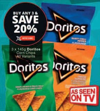 Checkers 3 x 145g Doritos Corn Chips All Variants offer