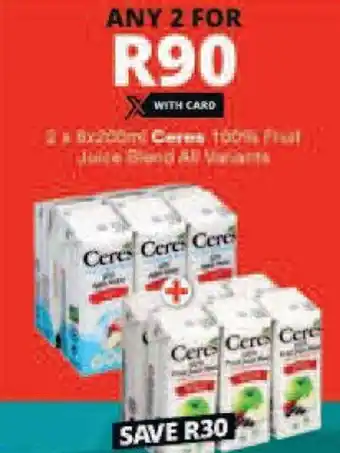 Checkers Ceres 100% Fruit Juice Blend offer