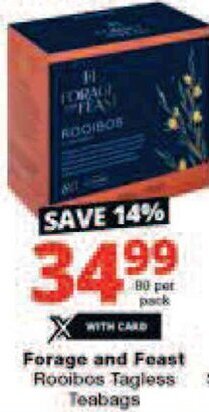 Checkers Forage and Feast Rooibos Tagless Teabags offer