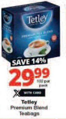 Checkers Tetley Premium Blend Teabags offer