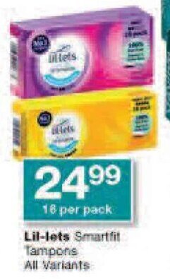 Checkers Lil-lets Smartfit Tampons All Variants offer
