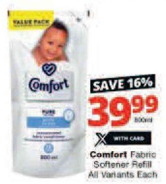 Checkers Comfort Fabric Softener Refill All Variants Each offer