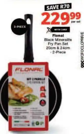 Checkers Flonal Black Mineralite Fry Pan Set 20cm & 24cm +2-Piece offer
