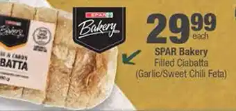 Spar SPAR Bakery Filled Ciabatta (Garlic/Sweet Chili Feta) offer