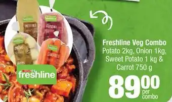 Spar Freshline Veg Combo Potato 2kg, Onion 1kg, Sweet Potato 1 kg & Carrot 750 g offer