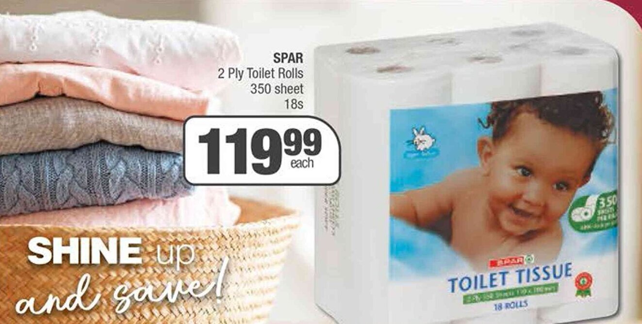 SPAR 2 Ply Toilet Rolls 350 sheet 18s offer at Spar