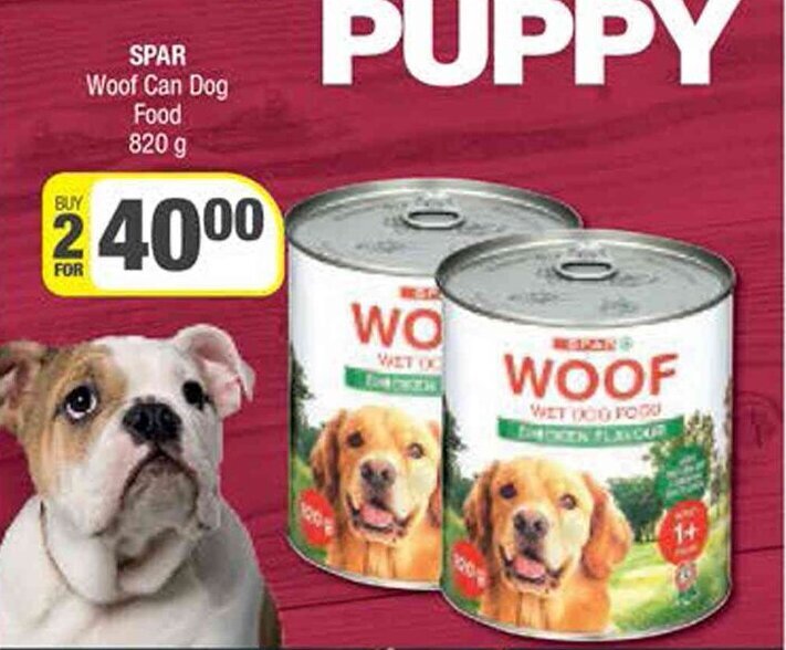 SPAR Woof Can Dog Food 820g offer at Spar