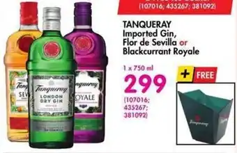 Makro TANQUERAY Imported Gin, Flor de Sevilla or Blackcurrant Royale offer