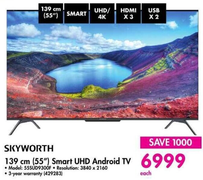 SKYWORTH 139 cm (55") Smart UHD Android TV offer at Makro