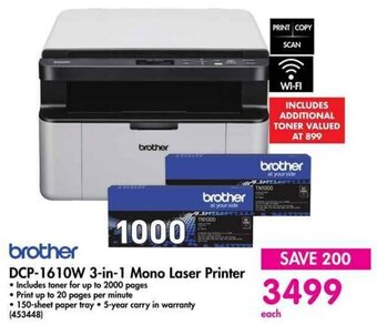 Makro brother DCP-1610W 3-in-1 Mono Laser Printer offer