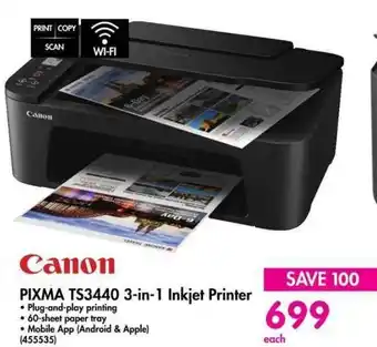 Makro Canon PIXMA TS3440 3-in-1 Inkjet Printer offer