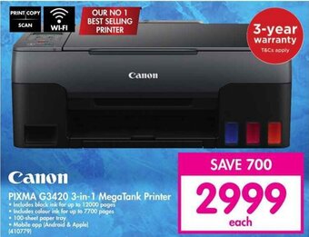 Makro Canon PIXMA G3420 3-in-1 MegaTank Printer offer