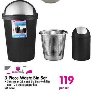 Makro 3-Piece Waste Bin Set offer