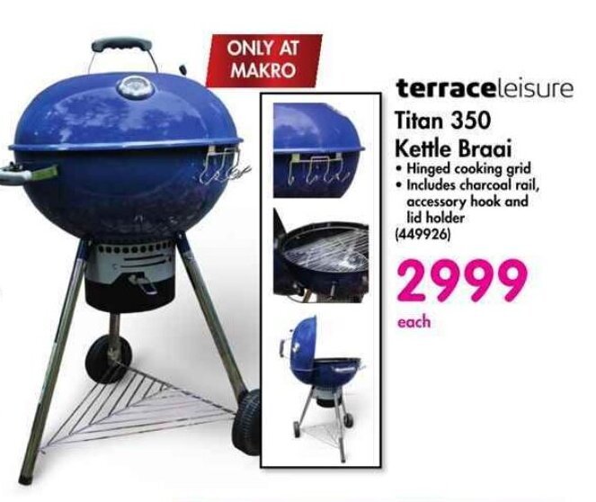 terraceleisure Titan 350 Kettle Braai offer at Makro