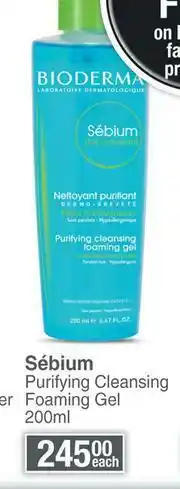 Dis-Chem Bioderma Sebium Purifying Cleansing Foaming Gel-200ml Each offer