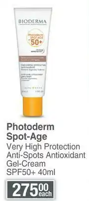Dis-Chem Bioderma Photoderm Spot Age Very High Protection Anti Spots Antioxidant Gel Cream SPF50+-40ml Each offer