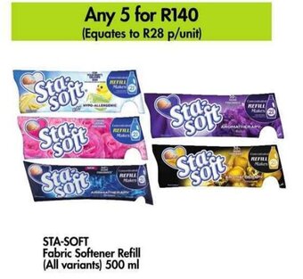 Makro STA-SOFT Fabric Softener Refill (All variants) 500 ml offer