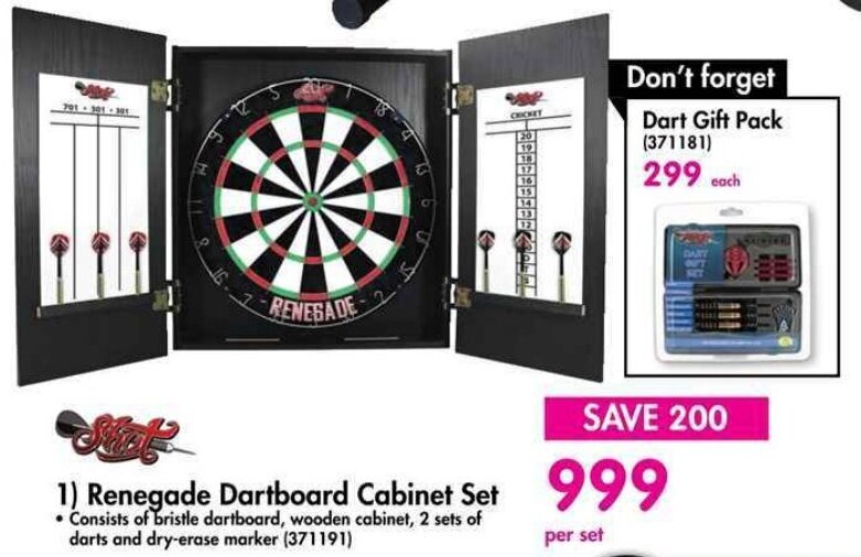 1) Renegade Dartboard Set offer at Makro