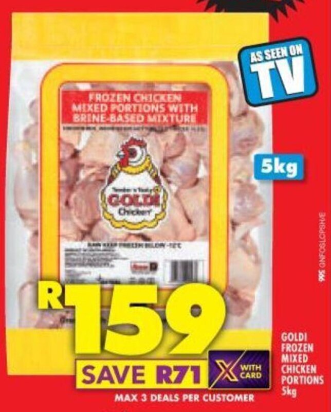 GOLDI FROZEN MIXED CHICKEN PORTIONS 5kg offer at Shoprite