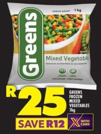 Shoprite GREENS FROZEN MIXED VEGETABLES 1kg offer