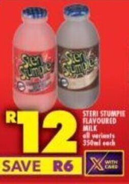 Shoprite Steri Stumpie Flavoured Milk all variants 350ml each offer