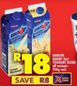 Shoprite Danone Danup 2in1 Yoghurt Blend all variants 950g each offer
