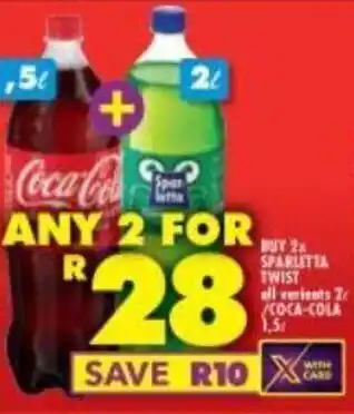 Shoprite BUY 2x SPARLETTA TWIST all variants COCA-COLA 1,5L offer