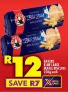 Shoprite BAKERS BLUE LABEL MARIE BISCUITS 200g each offer