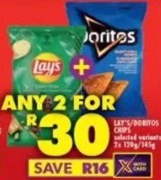 Shoprite LAY'S/DORITOS CHIPS salected variants offer