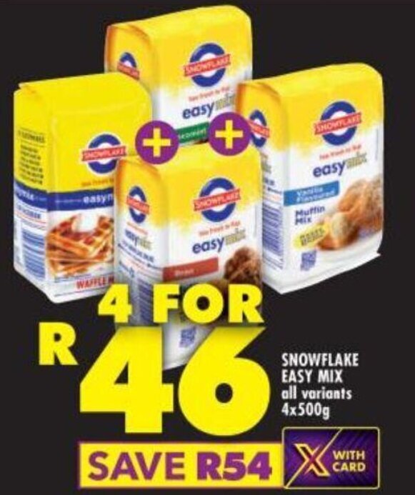 SNOWFLAKE EASY MIX all variants 4x500g offer at Shoprite