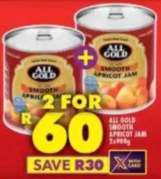 Shoprite ALL GOLD SMOOTH APRICOT JAM 2x900g offer