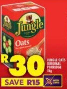 Shoprite JUNGLE OATS ORIGINAL PORRIDGE 1kg offer
