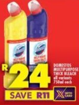 Shoprite Domestos Multipurpose Thick Bleach all variants 750ml each offer