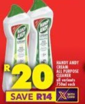 Shoprite Handy Andy Cream All Purpose Cleaner all variants 750ml each offer