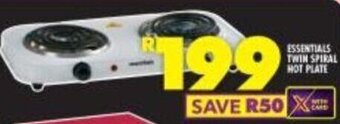 Shoprite ESSENTIALS TWIN SPIRAL HOT PLATE offer