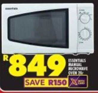 ESSENTIALS MANUAL MICROWAVE OVEN 20L
