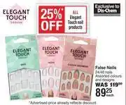 Elegant touch false nails 24/48 nails assorted colous & designs-each