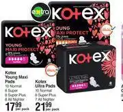 Dis-Chem Kotex yong maxi pads 10 normal, 8 super, 8 super plus, 8 all nighter-per pack offer