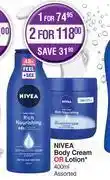 Dis-Chem Nivea body cream or lotion-400ml offer