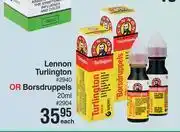 Dis-Chem Lennon turlington or borsdruppels 20ml-each offer