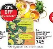 Eve instant honeyed ginger drink assorted-20 sachets each