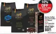 Marley coffee ground coffee or beans 227g or capsules 52g assorted-each