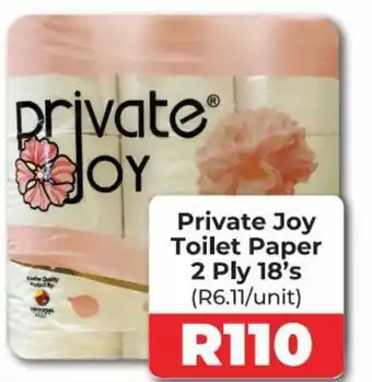 1UP Private Joy Toilet Paper 2 Ply 18's (R6.11/unit) offer