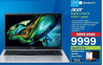 Incredible Connection acer Aspire 3 Core i5 1135G7 Laptop offer