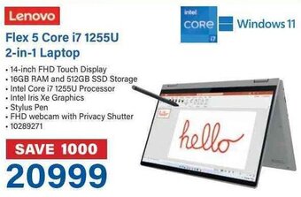 Incredible Connection Lenovo Flex 5 Core i7 1255U 2-in-1 Laptop offer