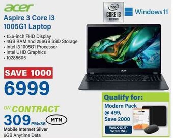 Incredible Connection acer Aspire 3 Core i3 1005G1 Laptop offer