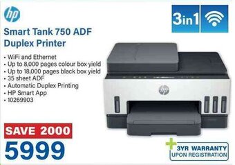 Incredible Connection hp Smart Tank 750 ADF Duplex Printer offer