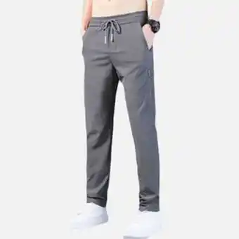 Zando Yektik men's fashion breathable casual pants dark grey offer