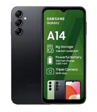 Takealot Samsung galaxy a14 64gb lte dual sim - black offer